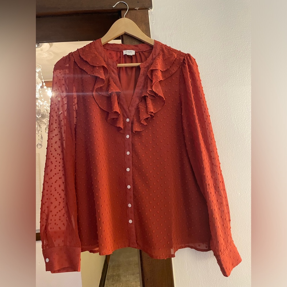 Date night top!! Textured blouse with sheer sleeves